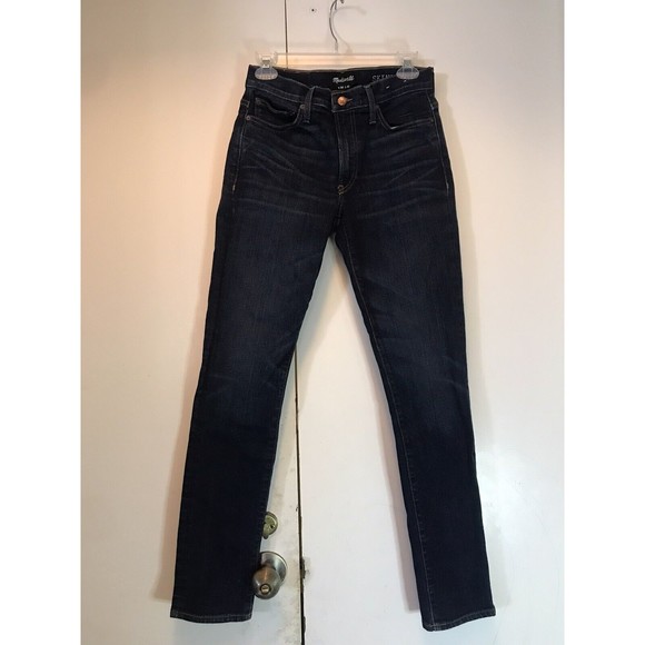 Madewell Dark Wash Skinny Stretch Blue Jeans 32x32 waist measures 28"